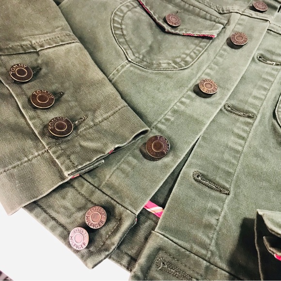 Tommy Hilfiger Army Green Short Military Utility Jacket Size 8P - Picture 3 of 16